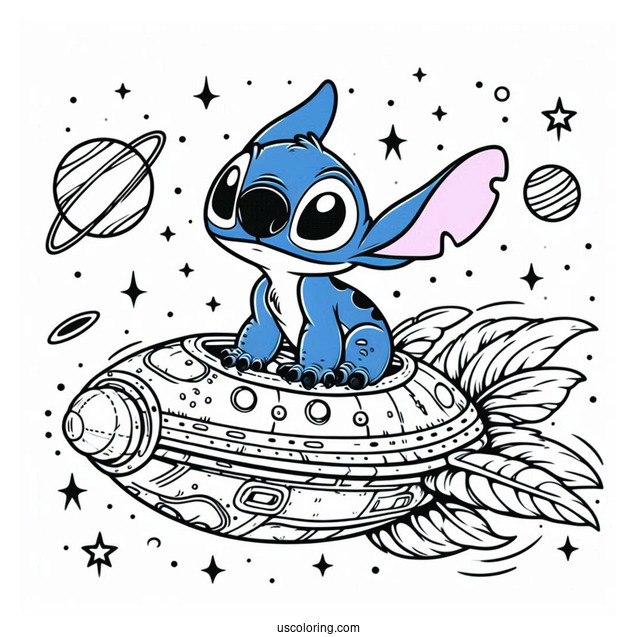 Stitch In Alien Space Ship To Color