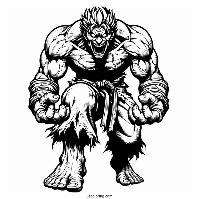 Scary Street Fighter Coloring Page Of Akuma