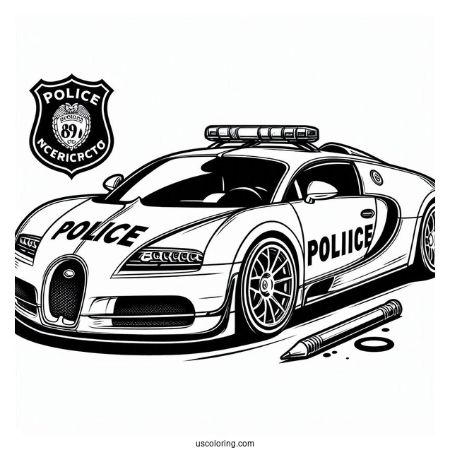 Bugatti Coloring Page Veyron Interceptor Police Car For Kids