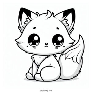 Chibi Fox Coloring Page For Kids