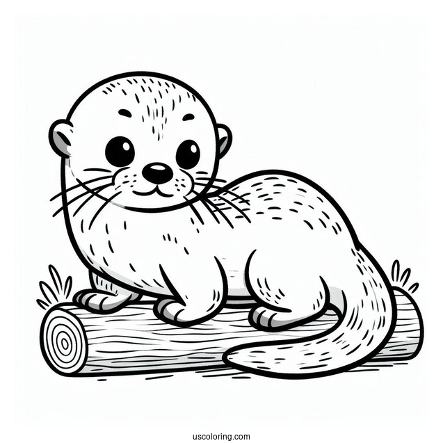 Small Otter Coloring Page With Long Tail