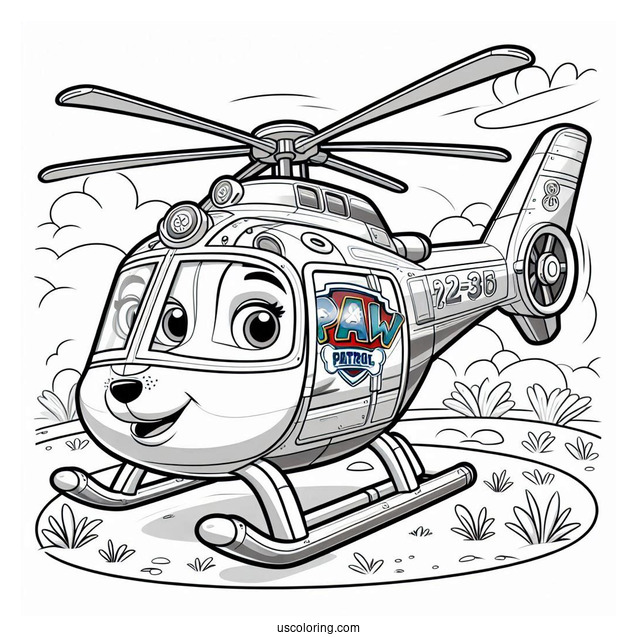 Skye In Helicopter From Paw Patrol To Color