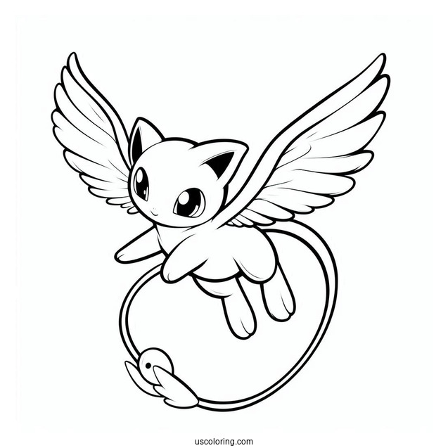 Mew Coloring Page Flying In The Air