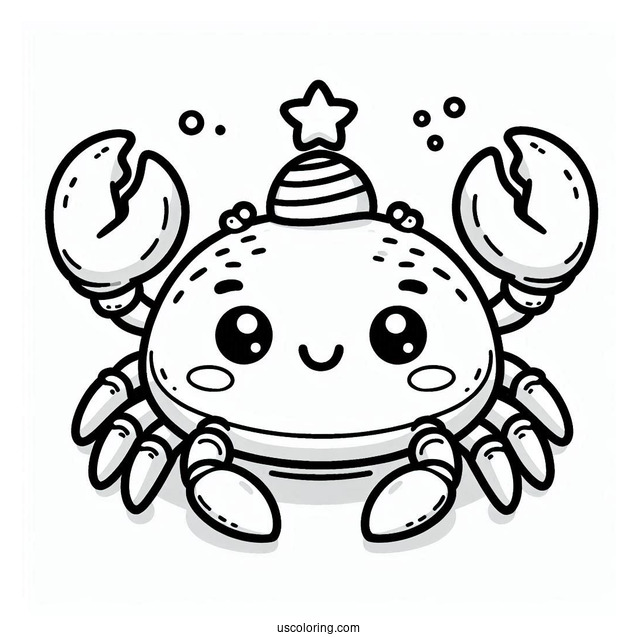 Cute Cartoon Crab Coloring Page Under The Sea For Kids