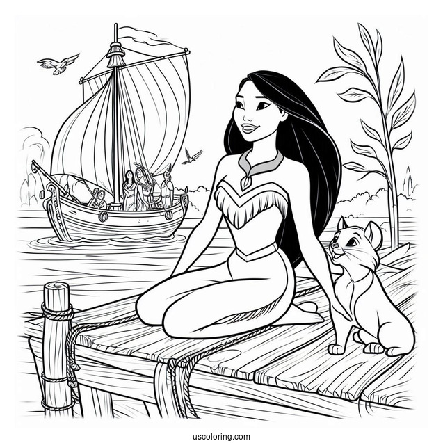 Pocahontas On The Port With Meeko And Percy
