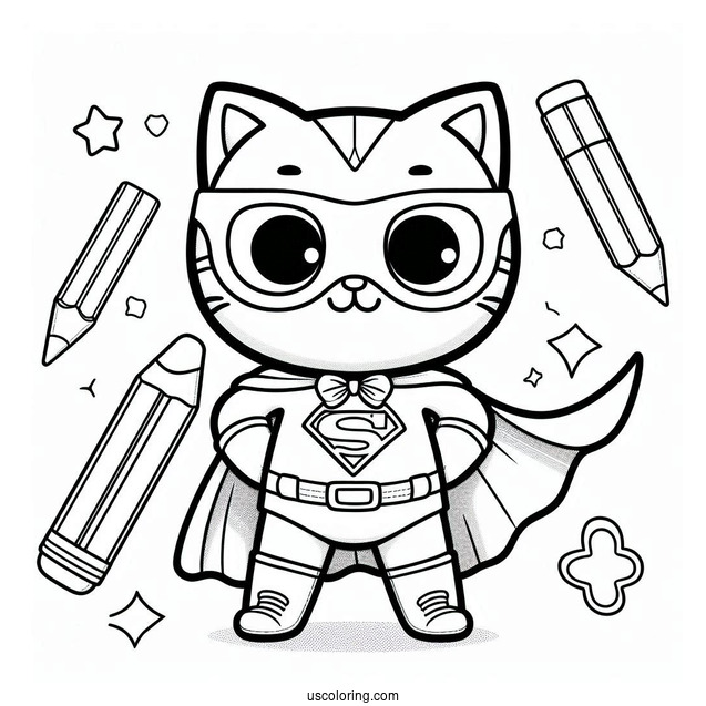 Superhero Pete The Cat Coloring Sheet For Kids