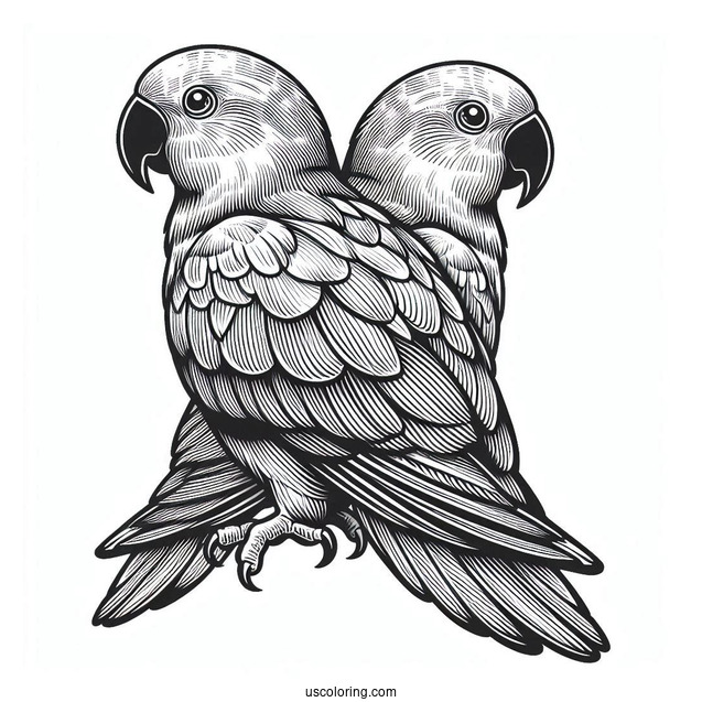 Two Detailed Eclectus Parrots To Color