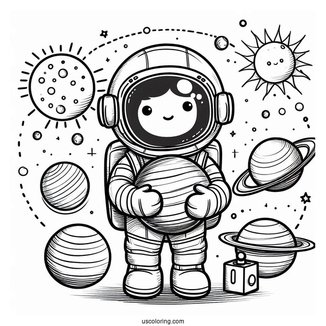 Astronaut Holding Planets In The Solar System_