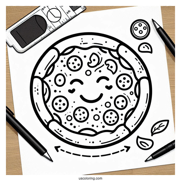 Simple Outline Of Pizza To Color For Kids