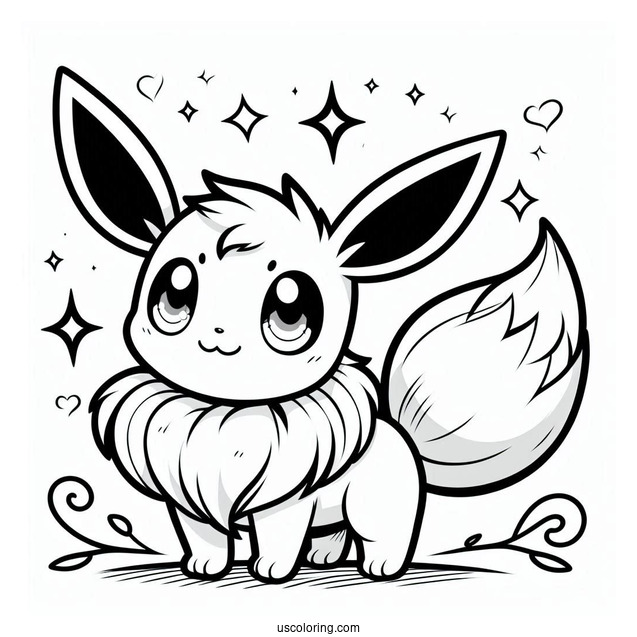 Chibi Eevee Coloring Page For Preschoolers