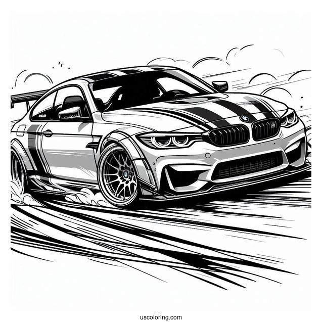 2023 BMW Coloring Page M4 Competition Drifting