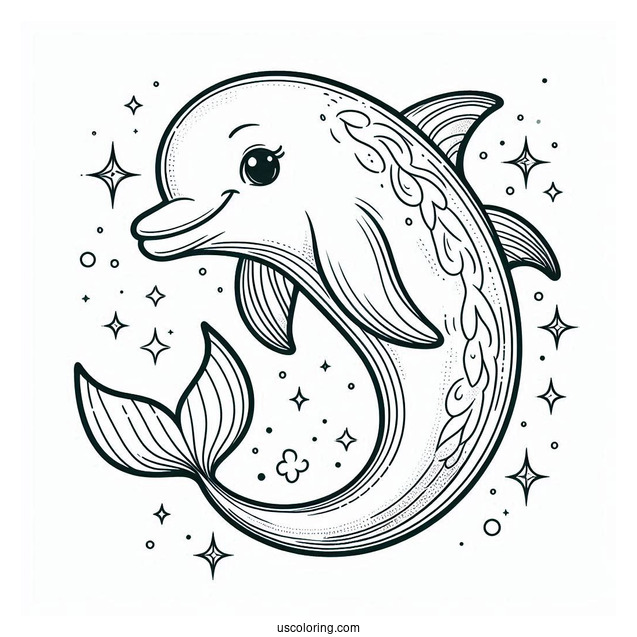 Breaker The Dolphin From The Little Mermaid Coloring Sheet