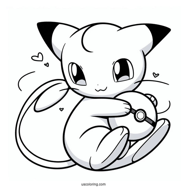 Mew Coloring Page And Pikachu Embracing Pokeball
