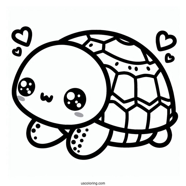 Cute Kawaii Turtle Coloring Page For Preschoolers