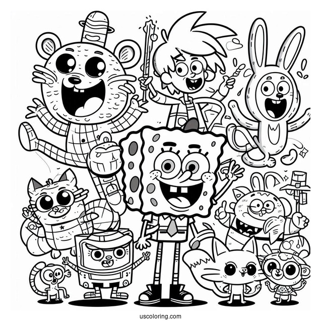 Famous Nickelodeon Coloring Page Of Characters Poster