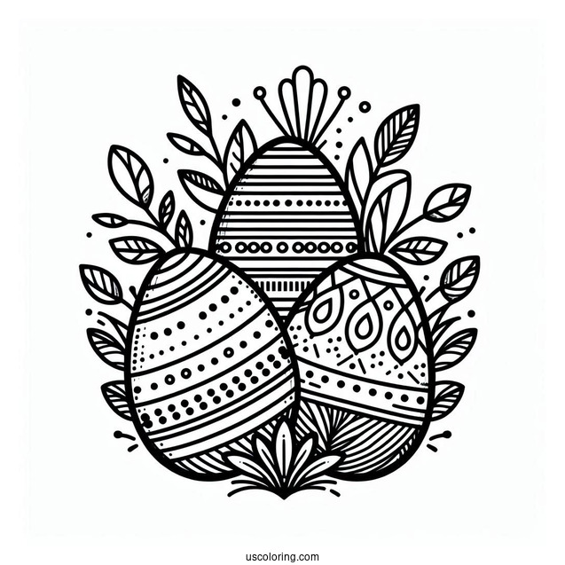 Geometric Easter Coloring Page Of Eggs