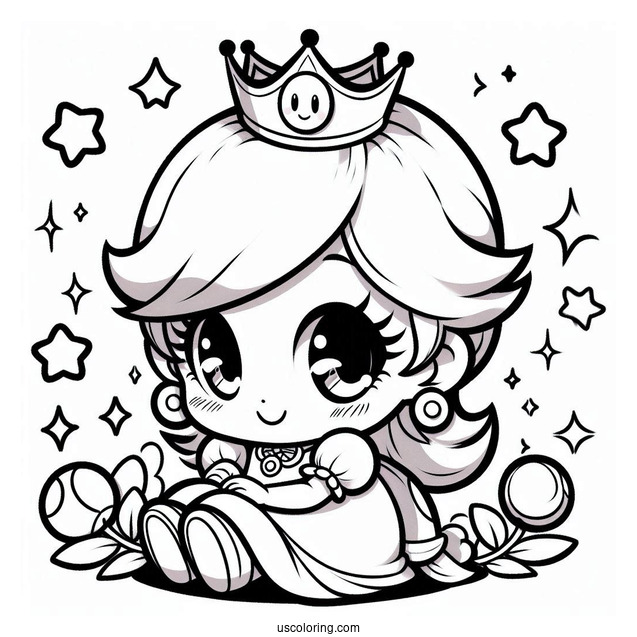 Baby Princess Rosalina In Mario Kart Coloring Sheet