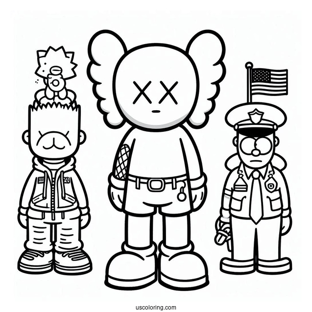 KAWS Coloring Page Themed Simpsons