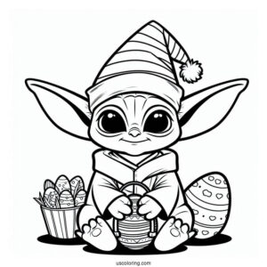 Easter Themed Baby Yoda To Color