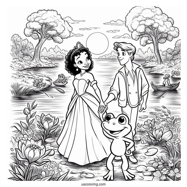 Tiana, Naveen, Ray, And Louis By The River