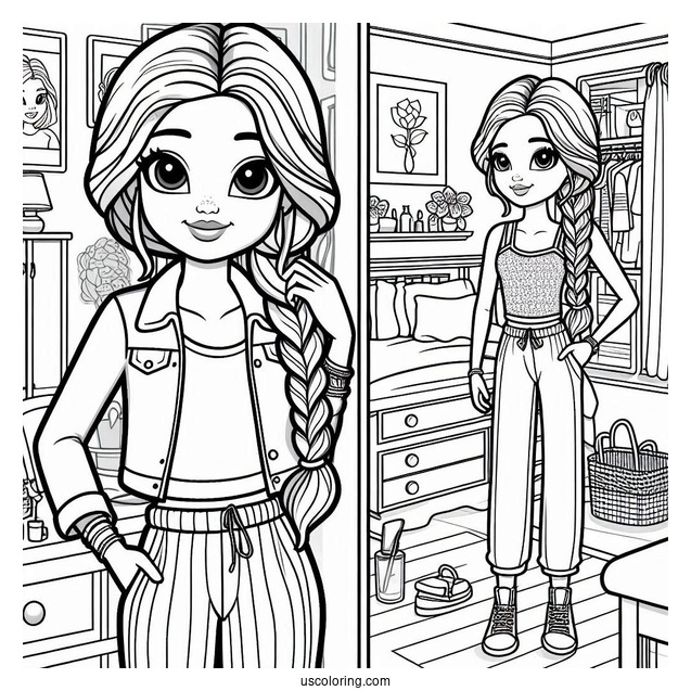 Polly Pocket Coloring Page Of Shani Smith Standing In Bedroom For Kids