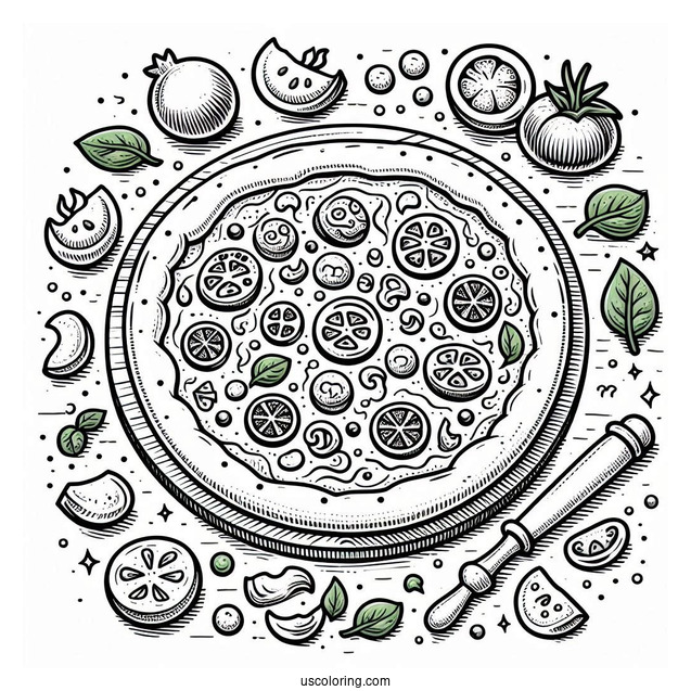 Easy Pizza Coloring Picture