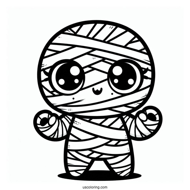 Cute Chibi Mummy Coloring Page For Kids
