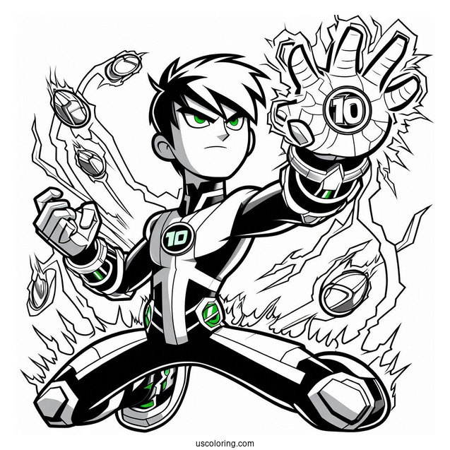 Ben 10 Coloring Page Of Upgrade Using Powers