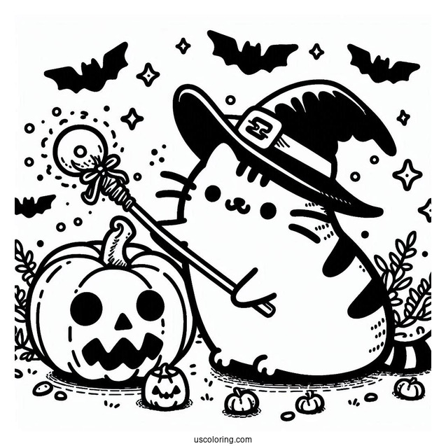 Halloween Witch Pusheen Casting a Spell