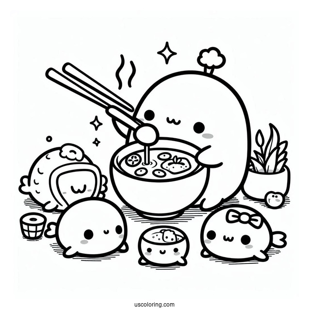 Sumikko Gurashi Coloring Page Making Soup With Ebifurai No Shippo