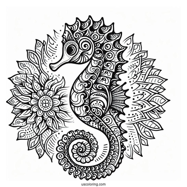 Mandala Seahorse To Color For Adults