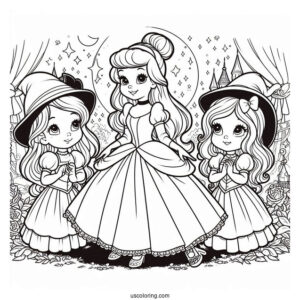 Cinderella And The Ugly Stepsisters Coloring Page