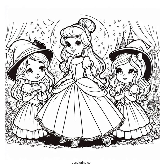 Cinderella And The Ugly Stepsisters Coloring Page