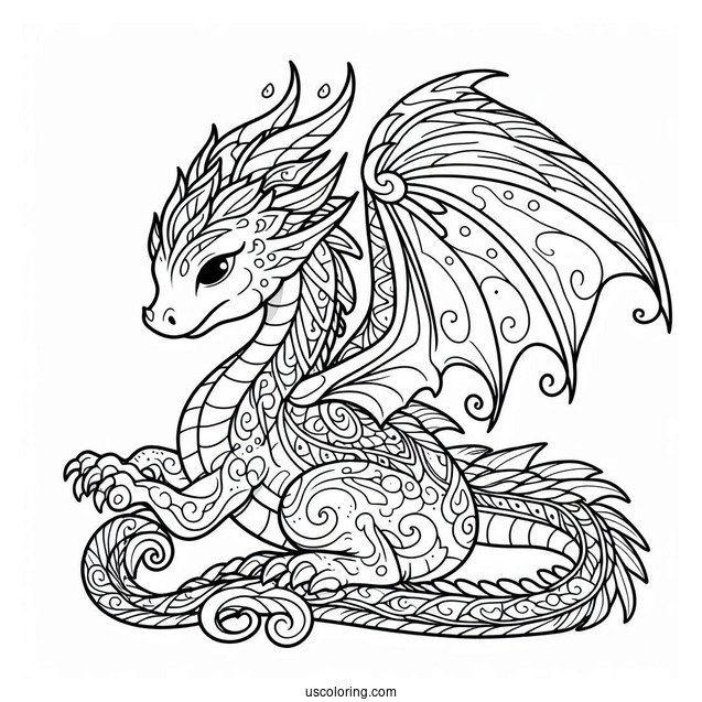 Easy To Color Dragon For Kids