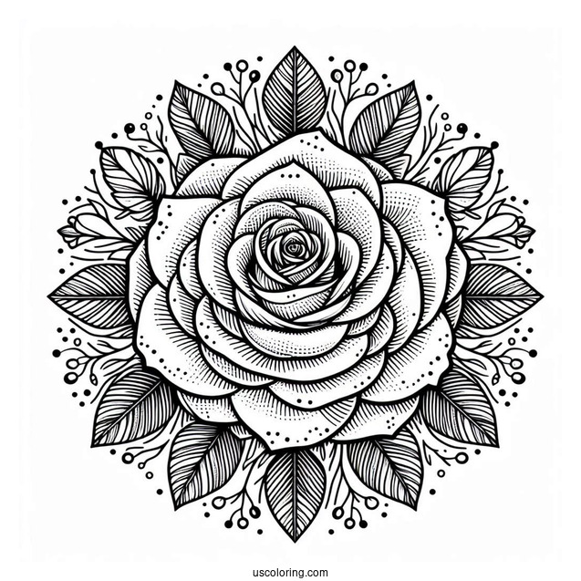Detailed Rose Mandala For Relaxation