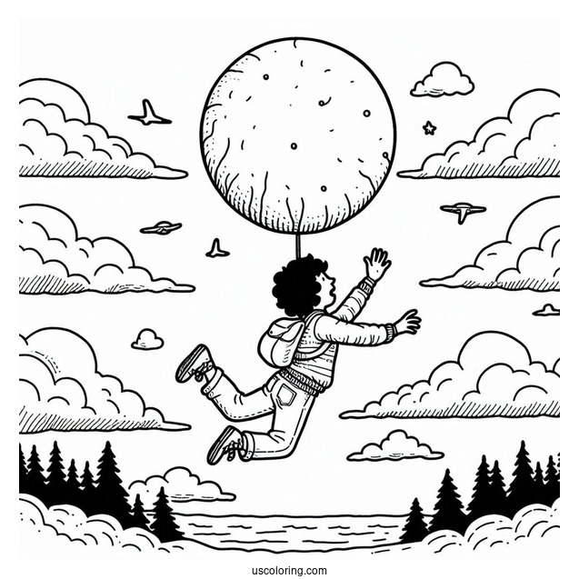 Max Floating In The Sky Coloring Page