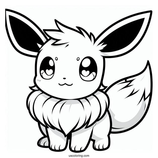 Chibi Eevee Coloring Page For Preschoolers