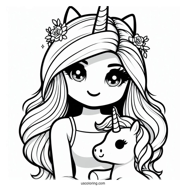 Roblox Girl Skin With Baby Unicorn Coloring Page