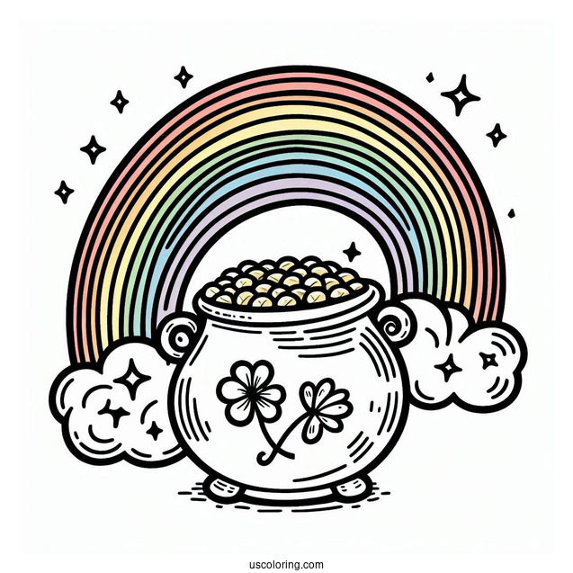 Simple Pot Of Gold At End Of The Rainbow For Kids