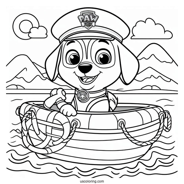 Coloring Sheet Of Zuma On Water Craft