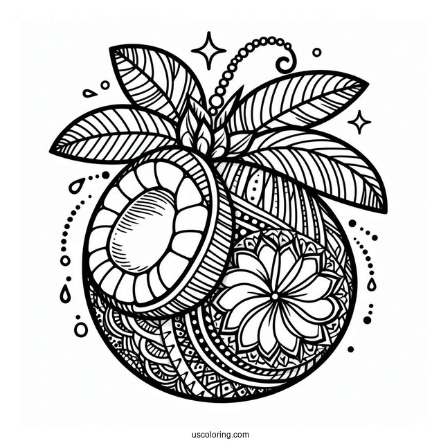 Festive Coconut Coloring Page Tree Mandala