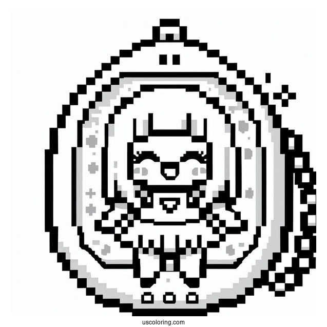 Pixelized Tamagotchi Coloring Page Featuring Tomomi For Kids