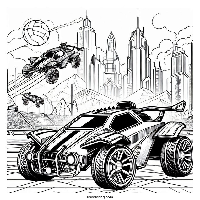 Rocket League Coloring Page Battle Cars Poster For Kids