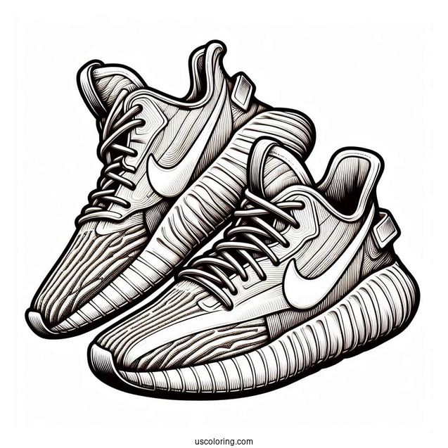 Nike Coloring Page Of Artistic Pair Of Shoes