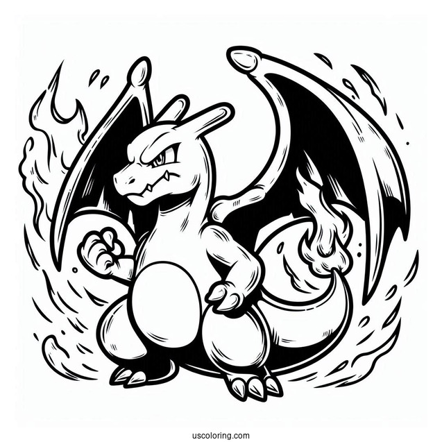 Angry Charizard Coloring In For Preschoolers