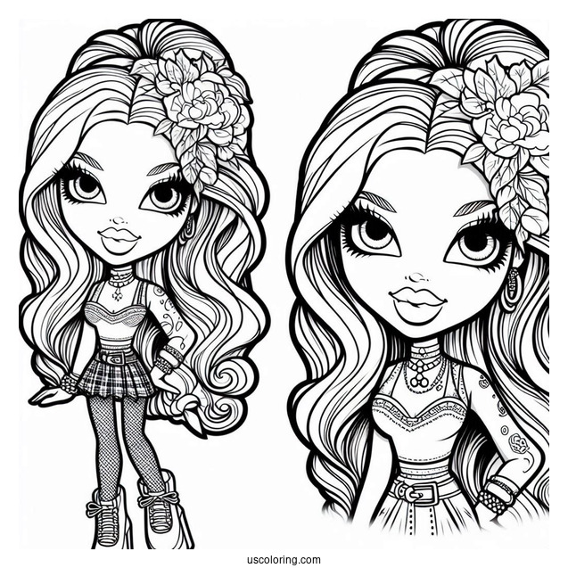 Bratz Roxxie Coloring In For Kids