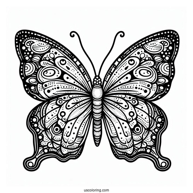 Detailed Coloring Sheet Of Butterfly