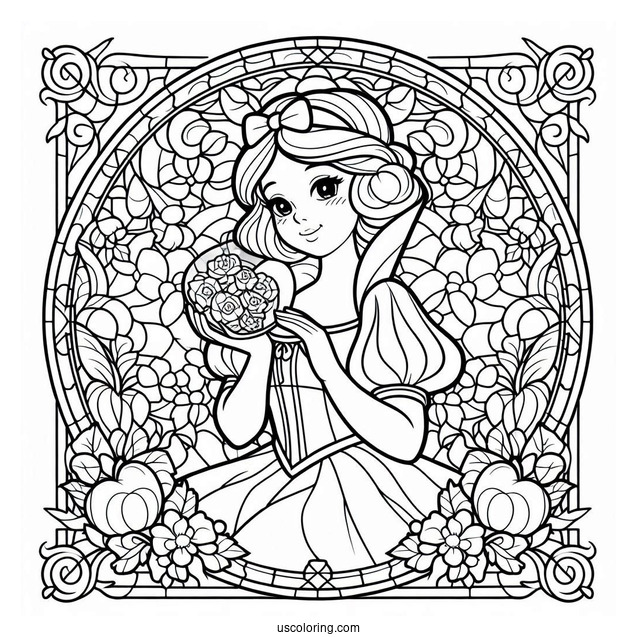 Beautiful Snow White Coloring Pages Stained Glass