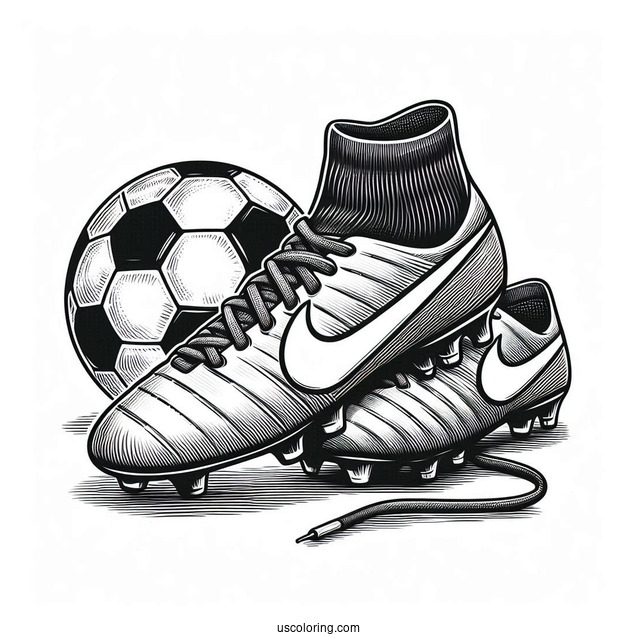 Nike Soccer Boots And Ball To Color