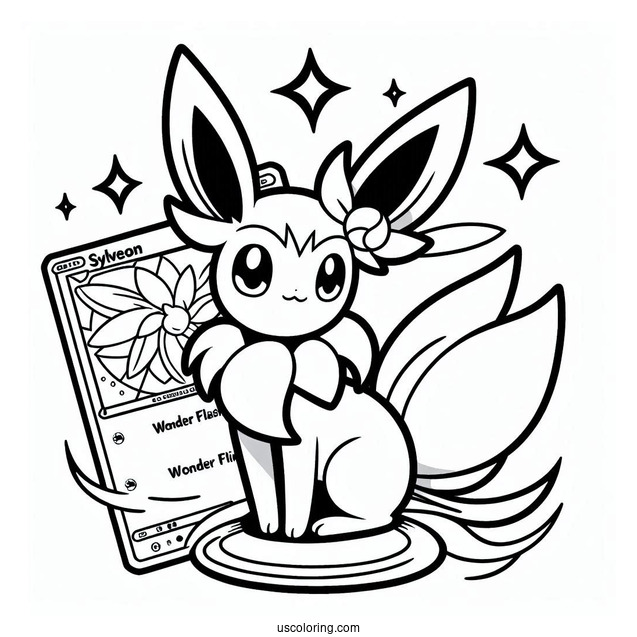 Sylveon Coloring Page Of Wonder Flash Pokemon Card